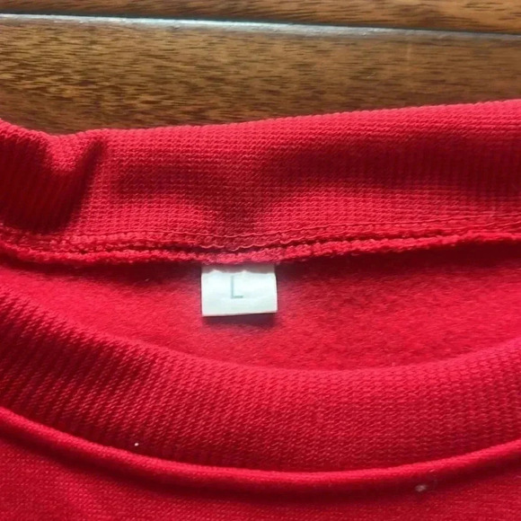 Santa Claus/Rudolph, crew neck red sweatshirt size large - Picture 3 of 3
